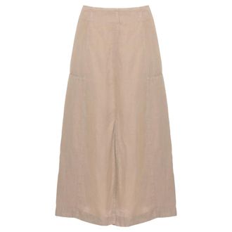 120% Lino 120% Lino, Midi Skirts, female, Beige, Size: 3XL Linen Midi Skirt