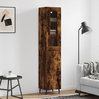 vidaXL Aparador De Madera Contrachapada Roble Ahumado 34,5x34x180 Cm Vidaxl