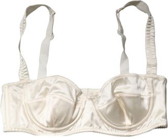 Dolce & Gabbana Womens Off White Semi-Pad Underwire Balconette Bra Underwear Elastane Silk Clothing