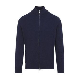 Brunello Cucinelli Truien & Vesten, Heren, Blauw, XL, Kasjmier, Full Zip Cardigan