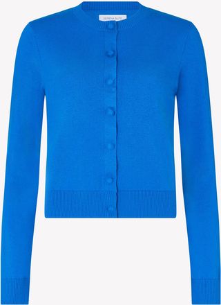 Serena Bute Cashmere Blend Round Neck Cardigan - Electric Storm