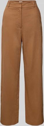 Jake*s Straight Leg Stoffhose aus Baumwoll-Mix mit Leinen-Anteil in Mittelbraun, Gr&ouml;&szlig;e 40