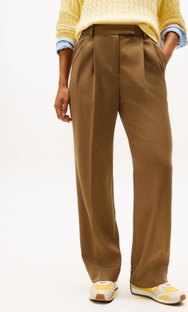 Tommy Hilfiger Anzughose TOMMY HILFIGER TIMELESS WOOL RLXD STRT PANT, Damen, Gr. 34, N-Gr, nordic taupe, Web, Obermaterial: 54% Polyester, 44% Wolle, 2% Elasthan, un