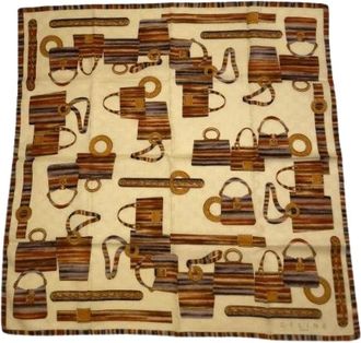 Celine Pre-owned Scarves, female, Beige, Size: ONE SIZE Pre-owned Vintage Silk Scarf