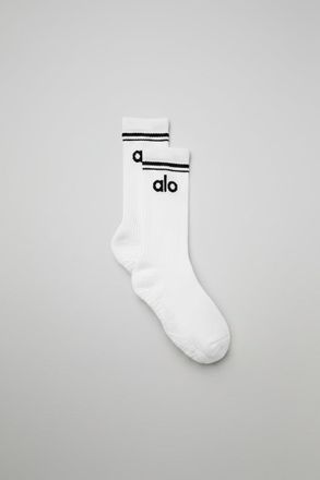 Alo | Womens Throwback Barre Socks in White/Black, Size: Small/Medium