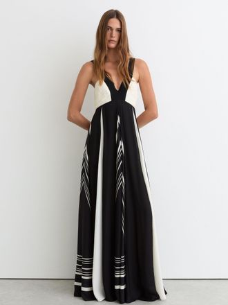 Reiss Empire-line Printed Maxi Dress, 14
