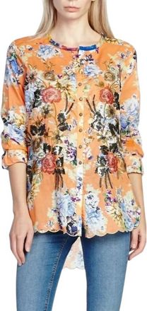 Aratta Claudine Agnes Shirt In Orange Floral