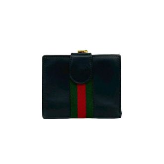 Gucci Black Green Red Color Leather Wallet (Bi-Fold) (Pre-Owned)