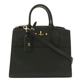 Louis Vuitton Pre-owned City Steamer PM Leder 2way Tas - Dames - Pre-owned - Zwart - Maat: ONE Size Leer