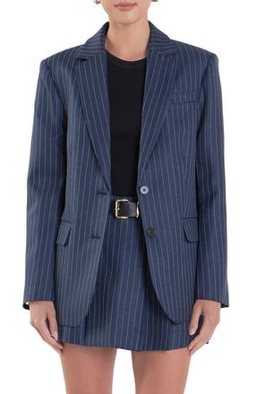 English Factory Stripe Oversize Blazer in Navy at Nordstrom, Size X-Small