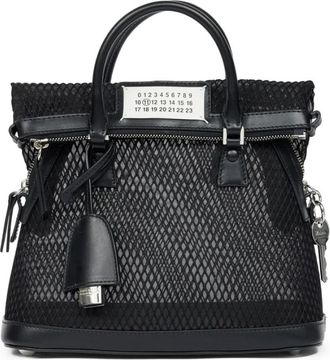 Maison Margiela Zwarte Mesh Design Handtas met Sleutelhanger - Dames - Handtassen - Zwart - ONE Size - Tassen