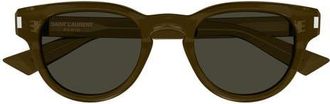 Saint Laurent 48mm Small Round Sunglasses in Brown at Nordstrom