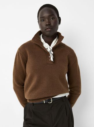 Contemporaine Womens Mock-neck Henley Shirt sweater