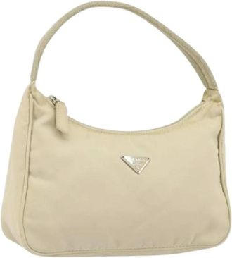 Prada Pre-owned Mini Bags, female, Beige, Size: ONE SIZE Pre-owned Nylon Mini Bag