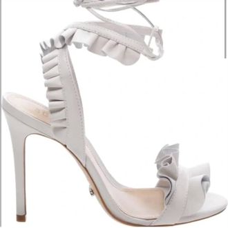Schutz Womens Heel Sandal With Ruffle In Bone