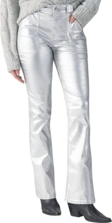 Sanctuary Metallic Hayden Bootcut Standard Rise Pants In Silver