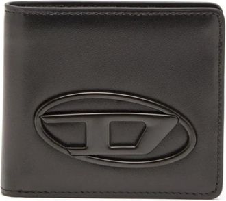 Diesel 1DR Bi-Fold Zip II Wallet for Men in Black Leather with Logo Detail