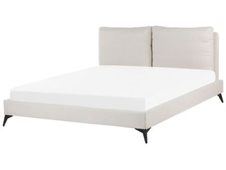 Beliani Cama matrimonial de tejido beige 180x200