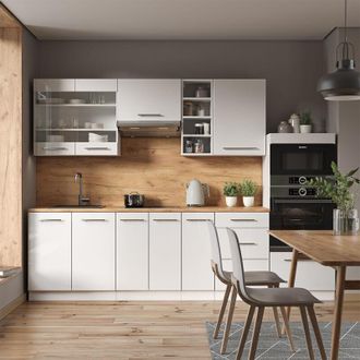 Vicco Mueble De Cocina Fame-line, Blanco Alto Brillo/blanco, 280 Cm Sin Encimera