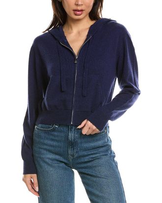 Brodie Cropped Zip Up Wool & Cashmere-Blend Hoodie