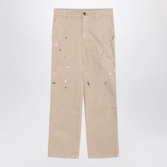 Golden Goose Beige trousers with splatter details