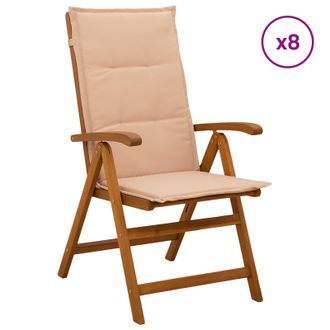 vidaXL Sedie Da Giardino Reclinabili 8 Pz Naturale Vidaxl