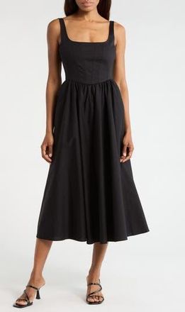 Wayf Corset Midi Dress in Black at Nordstrom Rack, Size Medium