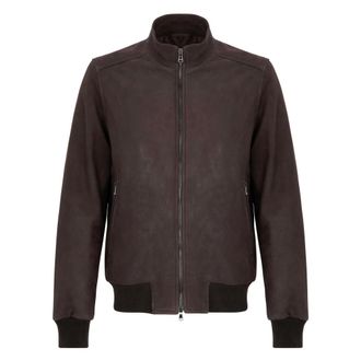 Barba Brown Leather Jacket with Unique Features - male - Barba - Bomber Jackets - Brown - XL - Jackets