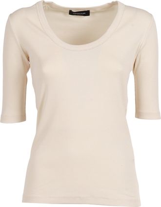 Fabiana Filippi T Shirt In Jersey Costina Manica Al Gomito Con Scollo U Color Burro