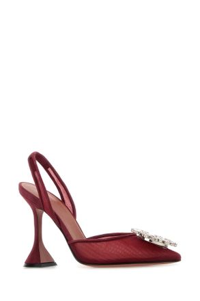Amina Muaddi Womens Tiziano Red Mesh Begum Pumps Ruby95mmclheel Scarpe Con Tacco High Heel Shoes