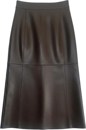 Max Mara Stilren midi-rok - Dames - Midirokken - Bruin - XS - Leer - Rokken