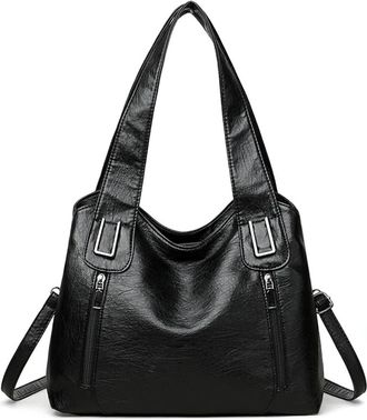 Generic Womens Crossbody Bag PU Leather Shoulder Purse Handbags Tote Bags, Compatible For Ladies With Long Adjustable Strap(Black)