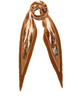 Herm&egrave;s 2000-2025 Confidents Des Coeurs Pleated Silk Scarf scarves - Marrone