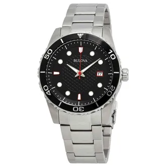 Bulova Sport Black Dial Stainless Steel Mens Watch 98A195