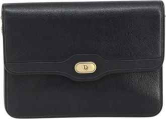 Dior Pre-owned Vintage cd chain flap schoudertas - Dames - Vintage Schoudertas - Zwart - ONE Size - Leer - Vintage