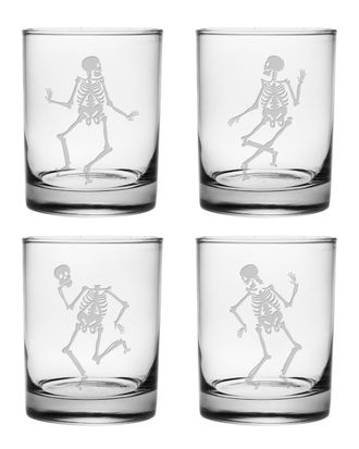SUSQUEHANNA GLASS Dance Of The Dead Set Of Four 14Oz Glasses