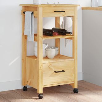 vidaXL Carrito De Cocina Monza Madera Maciza De Pino 48x40x90 Cm Vidaxl