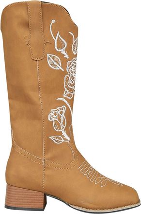 Generic Foreign Trade Flat Bottomed Boots Children Autumn And Winter European And American Thick Heeled Plus Size Embroidered Boots Embroidered Women Womens B