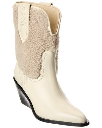 Free People Pitchfork Point Leather & Shearling Boot