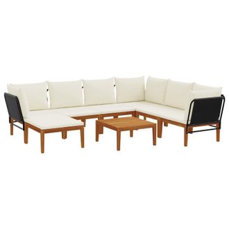 vidaXL 8 Pz Legno Massiccio Di Acacia E Corda Naturale Vidaxl