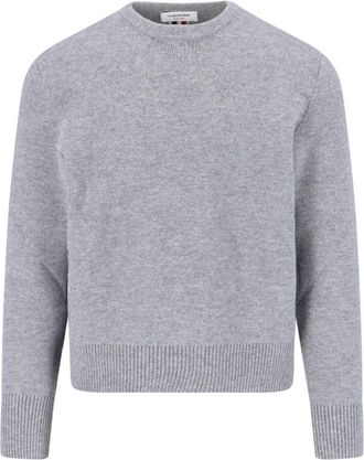 Thom Browne Tricolor Detail Crewneck Sweater - Grey