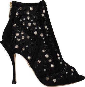 Dolce & Gabbana Versierde Peep Toe Enkelboots