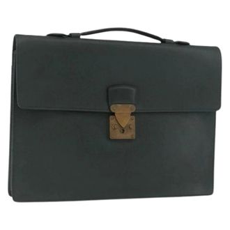 Louis Vuitton Pre-owned Handbags, female, Green, Size: ONE SIZE Pre-owned Taiga Leather Business Bag