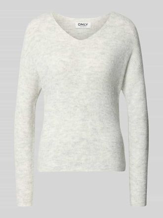 Only Regular Fit Pullover mit V-Ausschnitt Modell CAMILLA in Hellgrau Melange, Gr&ouml;&szlig;e XS