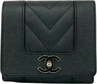 Chanel Pre-owned Wallets, female, Black, Size: ONE SIZE Pre-owned Leather Wallet