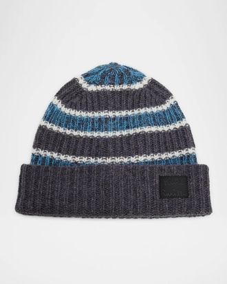 Paul Smith Men & apos;s Mara Stripe Rib-Knit Beanie Hat