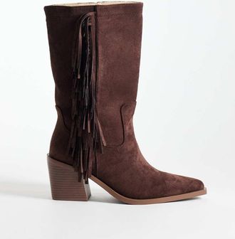Simmi London Simmi London - Tevy - Stivaletti western con frange in camoscio sintetico marrone
