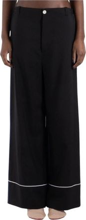 Marni Zwarte wollen broek - Dames - Wijde Broeken - Zwart - S - Wol - Broeken