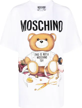 Moschino teddy bear-print cotton T-shirt - women - Cotton - S - White