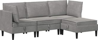 vidaXL Juego De Muebles De Sal&oacute;n 4 Uds. Gris Claro Terciopelo Vidaxl